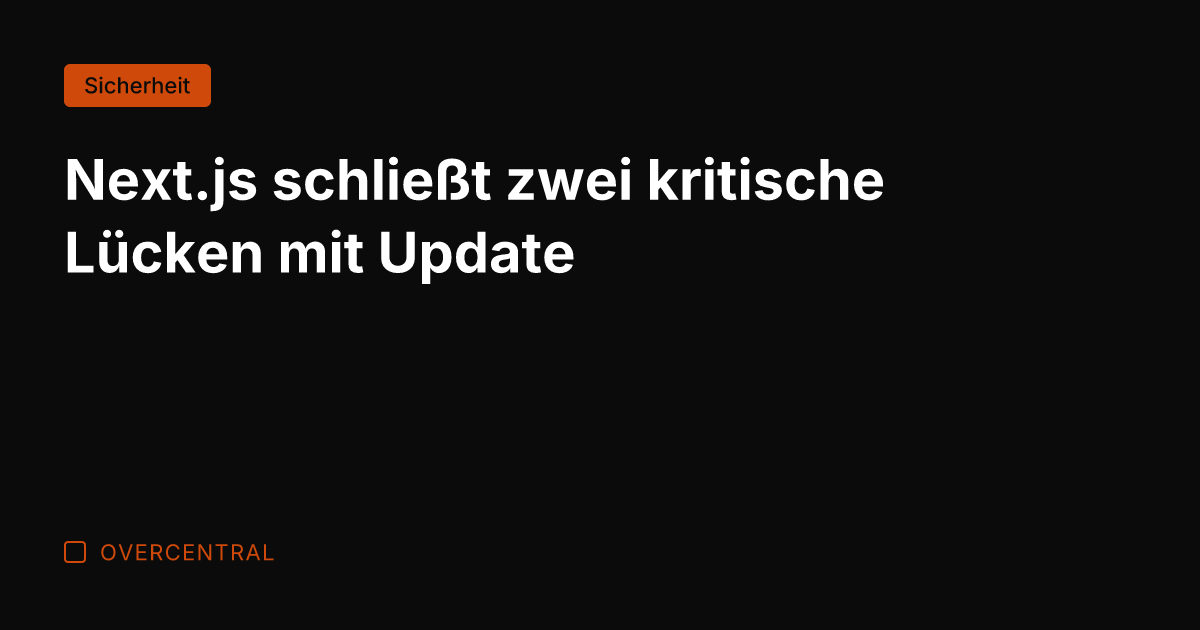 Next.js schließt zwei kritische Lücken mit Update