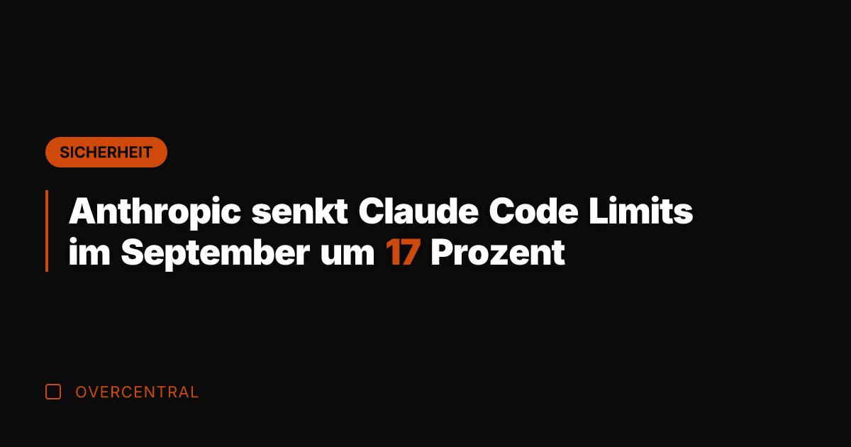 Anthropic senkt Claude Code Limits im September um 17 Prozent