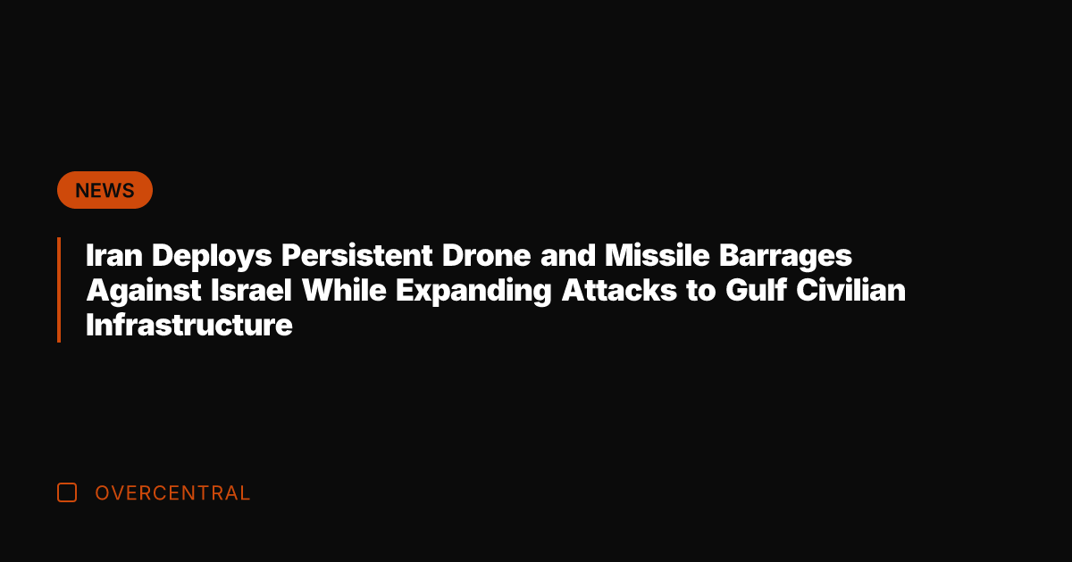 Iran Deploys Persistent Drone and Missile Barrages Against Israel While Expanding Attacks