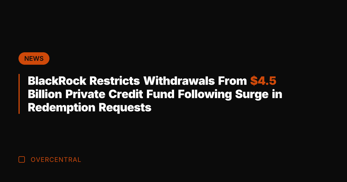 BlackRock Restricts Withdrawals From .5 Billion Private Credit Fund Following Surge in