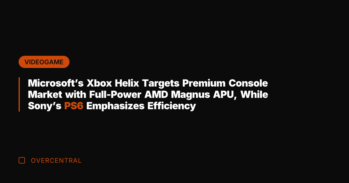 Microsoft's Xbox Helix Targets Premium Console Market with Full-Power AMD Magnus APU,