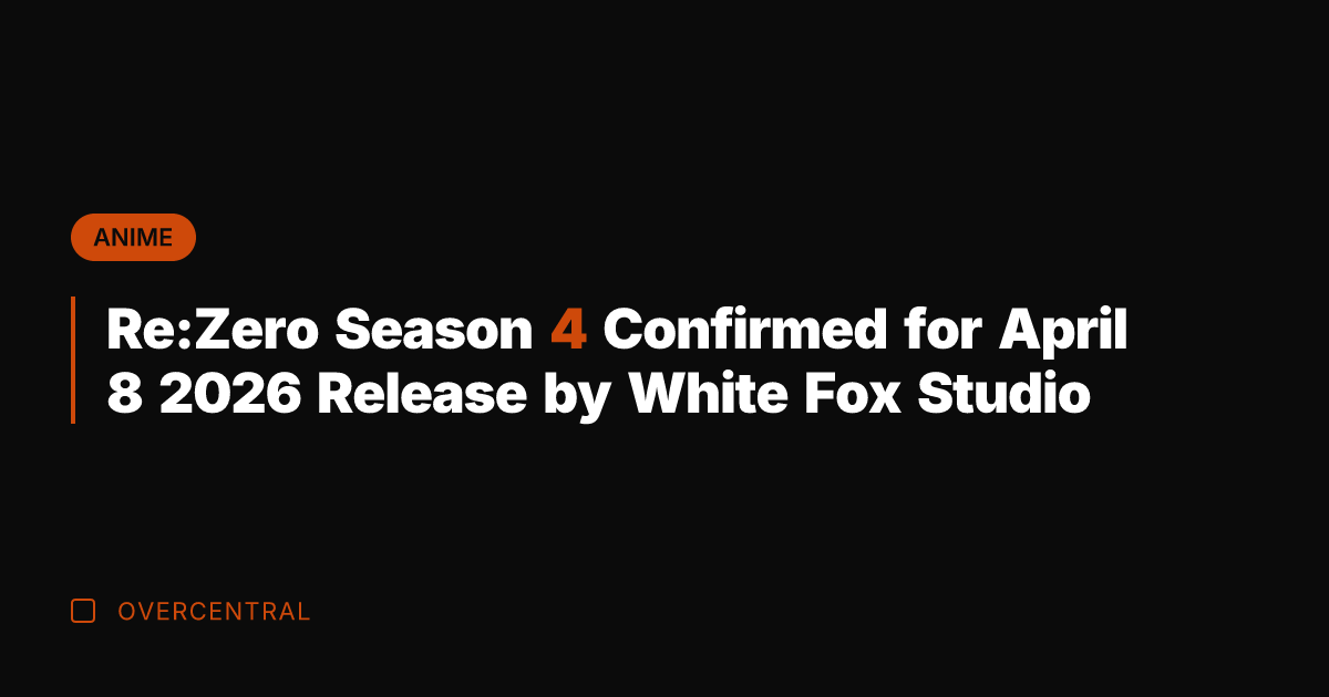 Re:Zero Season 4 Confirmed for April 8 2026 Release by White Fox