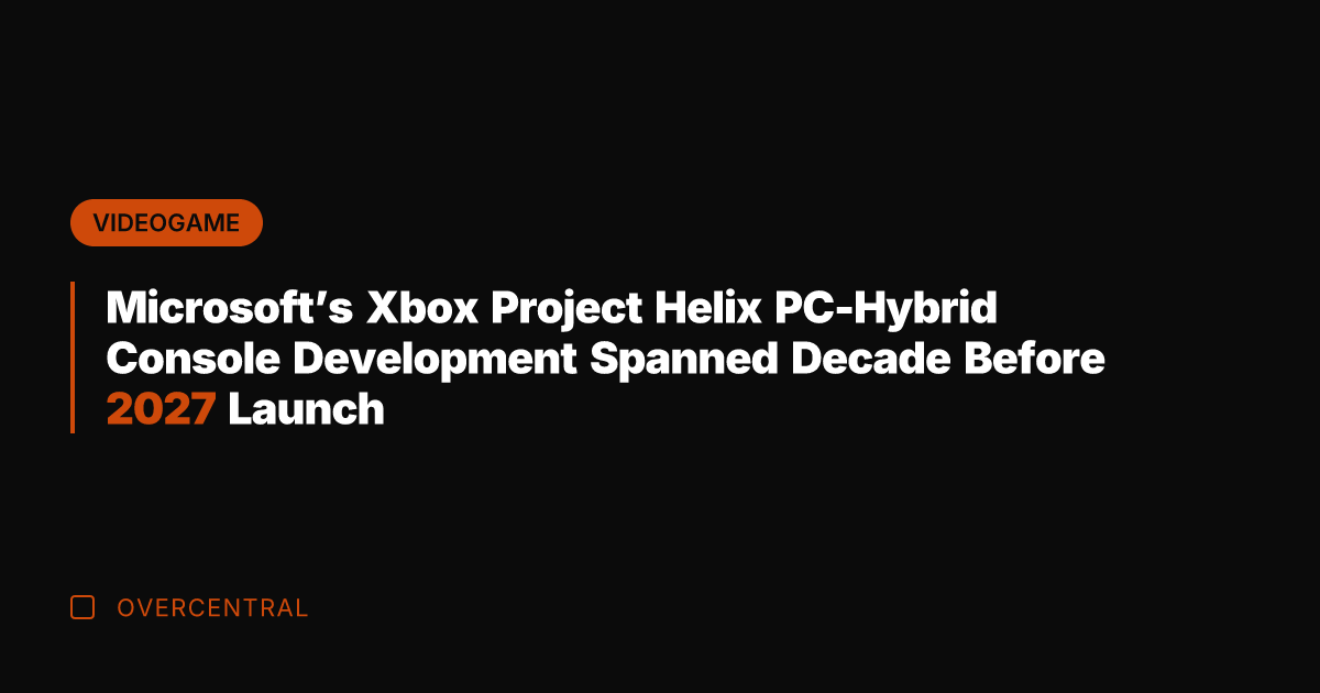 Microsoft's Xbox Project Helix PC-Hybrid Console Development Spanned Decade Before 2027 Launch