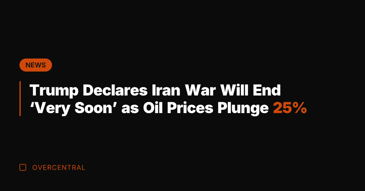 Trump Declares Iran War Will End 'Very Soon' as Oil Prices Plunge