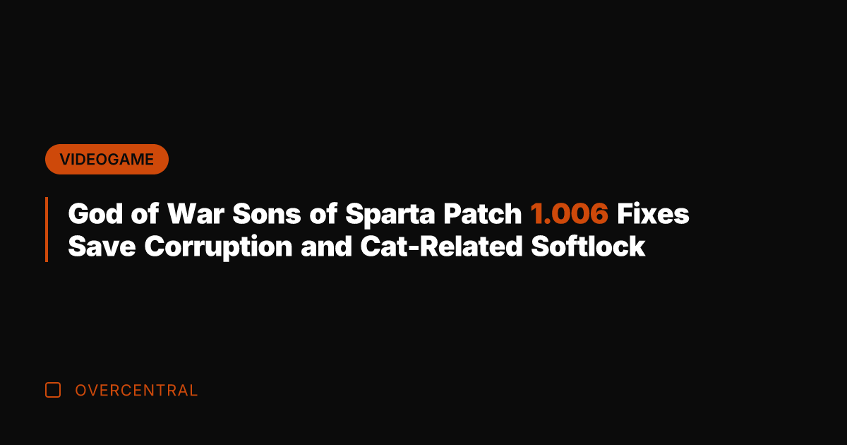 God of War Sons of Sparta Patch 1.006 Fixes Save Corruption and