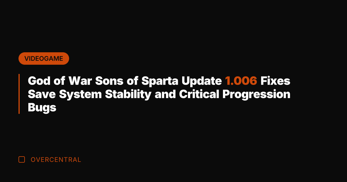 God of War Sons of Sparta Update 1.006 Fixes Save System Stability
