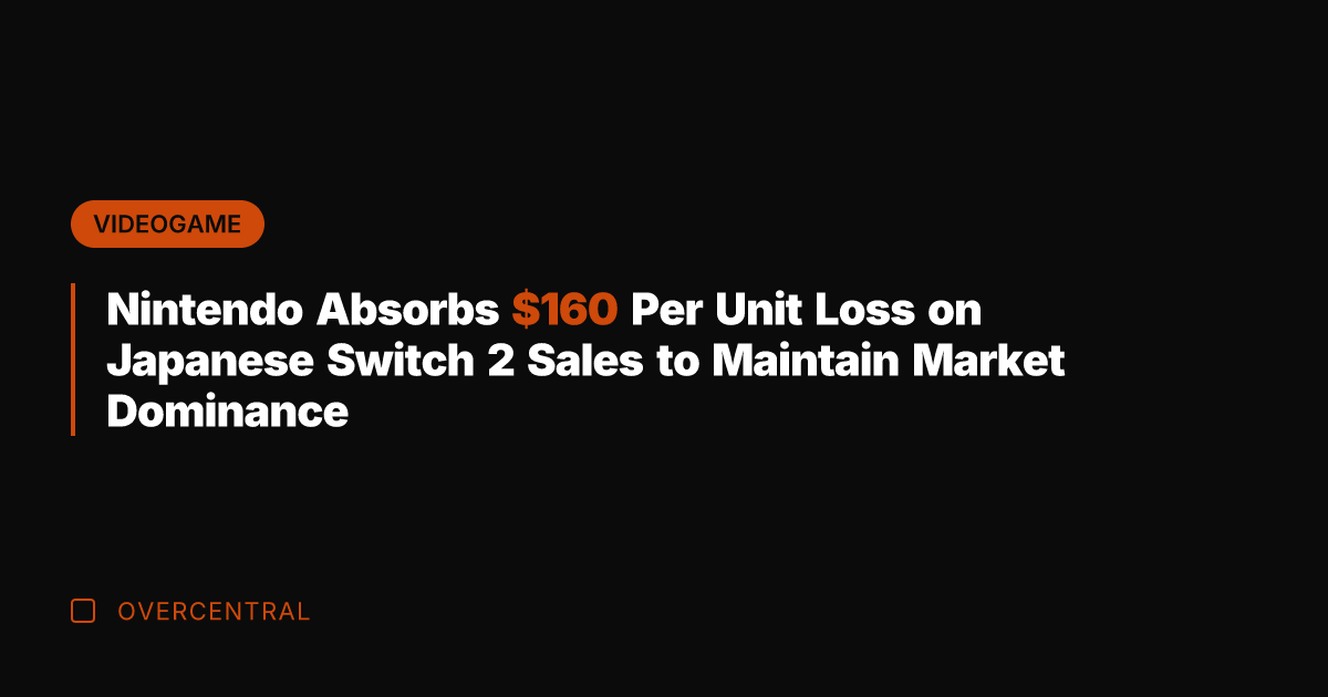 Nintendo Absorbs 0 Per Unit Loss on Japanese Switch 2 Sales to