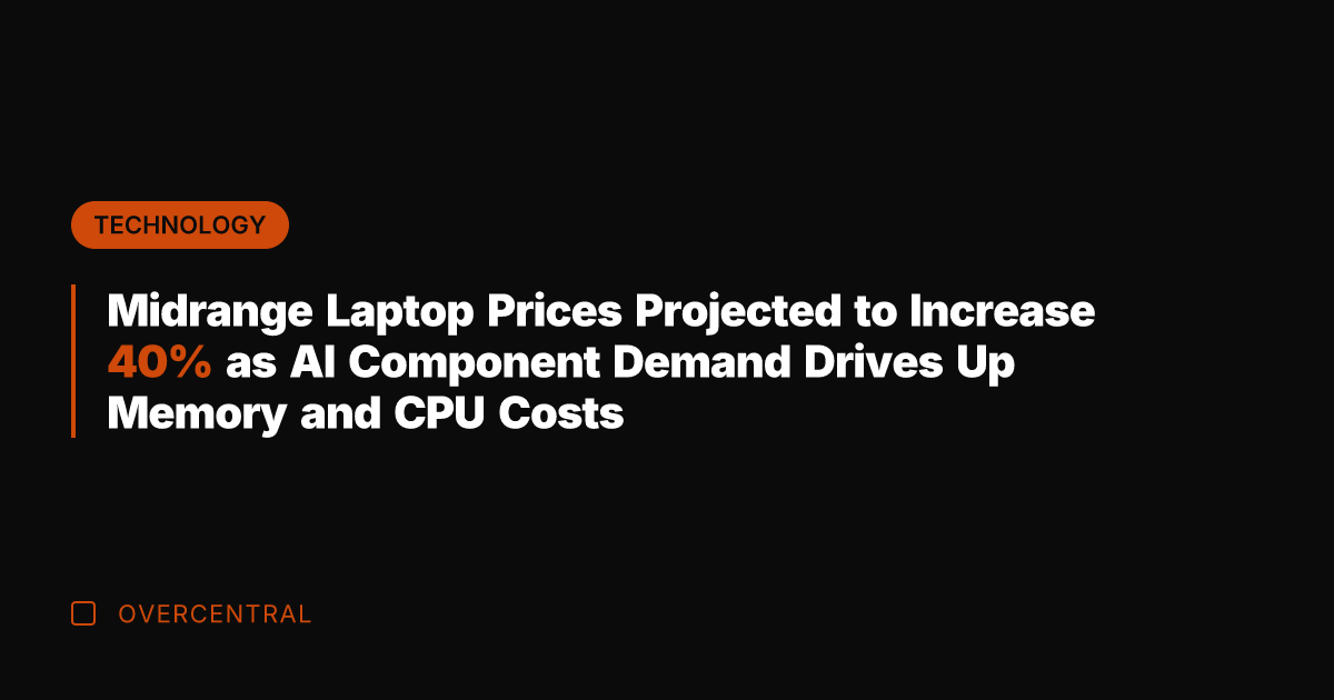 Midrange Laptop Prices Projected to Increase 40% as AI Component Demand Drives