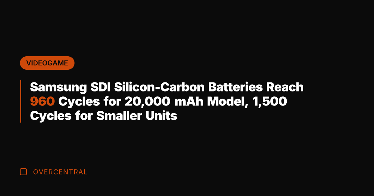Samsung SDI Silicon-Carbon Batteries Reach 960 Cycles for 20,000 mAh Model, 1,500