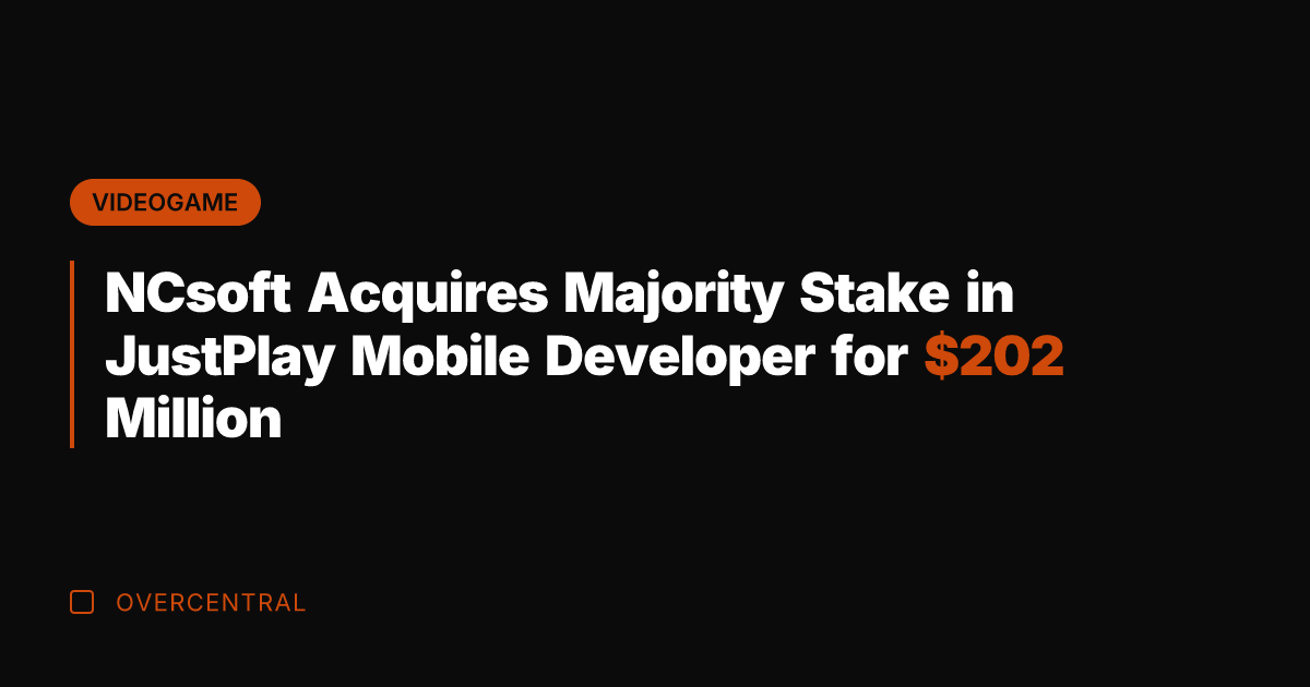 NCsoft Acquires Majority Stake in JustPlay Mobile Developer for 2 Million
