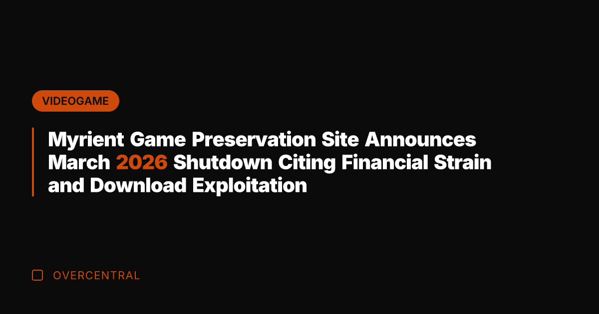 Myrient Game Preservation Site Announces March 2026 Shutdown Citing Financial Strain and