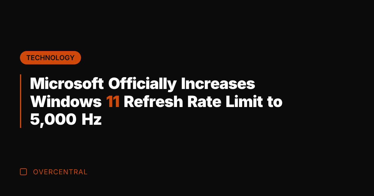 Microsoft Officially Increases Windows 11 Refresh Rate Limit to 5,000 Hz