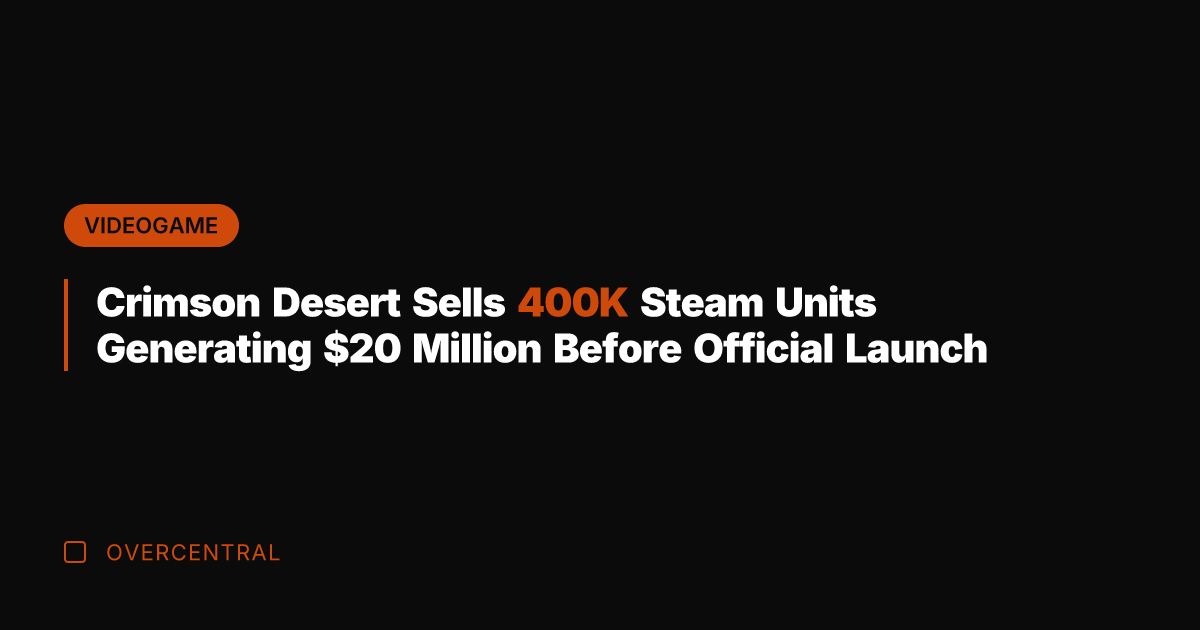 Crimson Desert Sells 400K Steam Units Generating  Million Before Official Launch