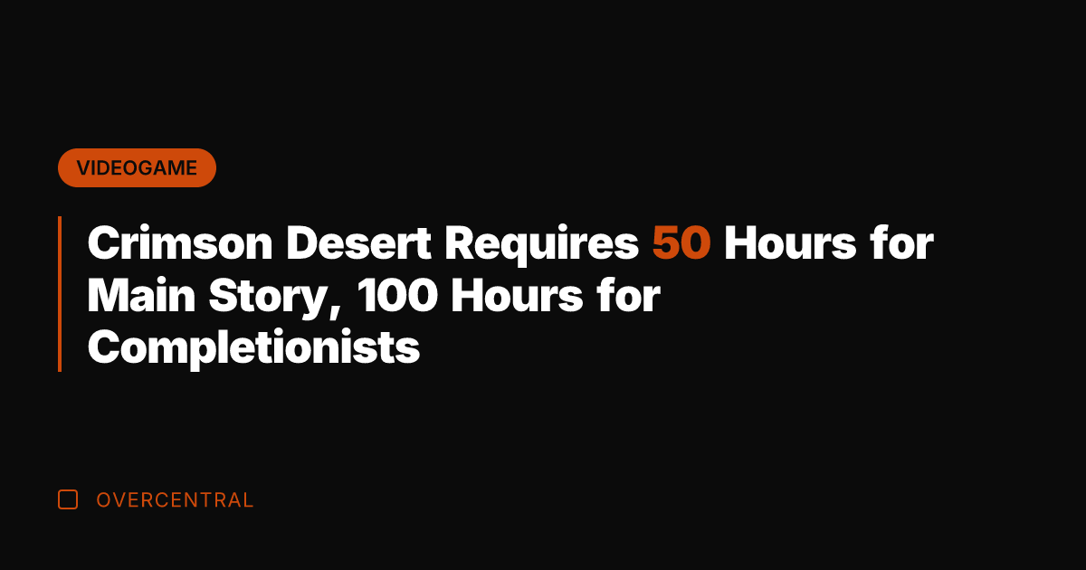 Crimson Desert Requires 50 Hours for Main Story, 100 Hours for Completionists