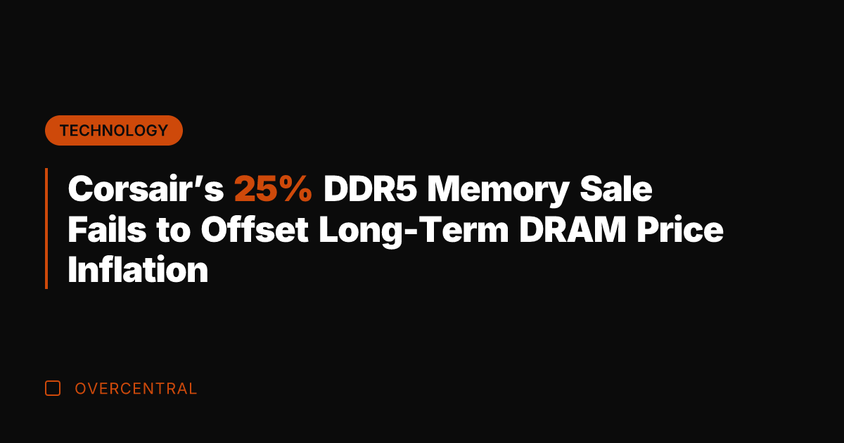 Corsair's 25% DDR5 Memory Sale Fails to Offset Long-Term DRAM Price Inflation