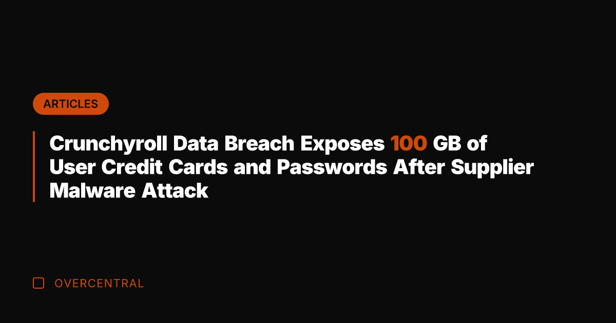 Crunchyroll Data Breach Exposes 100 GB of User Credit Cards and Passwords