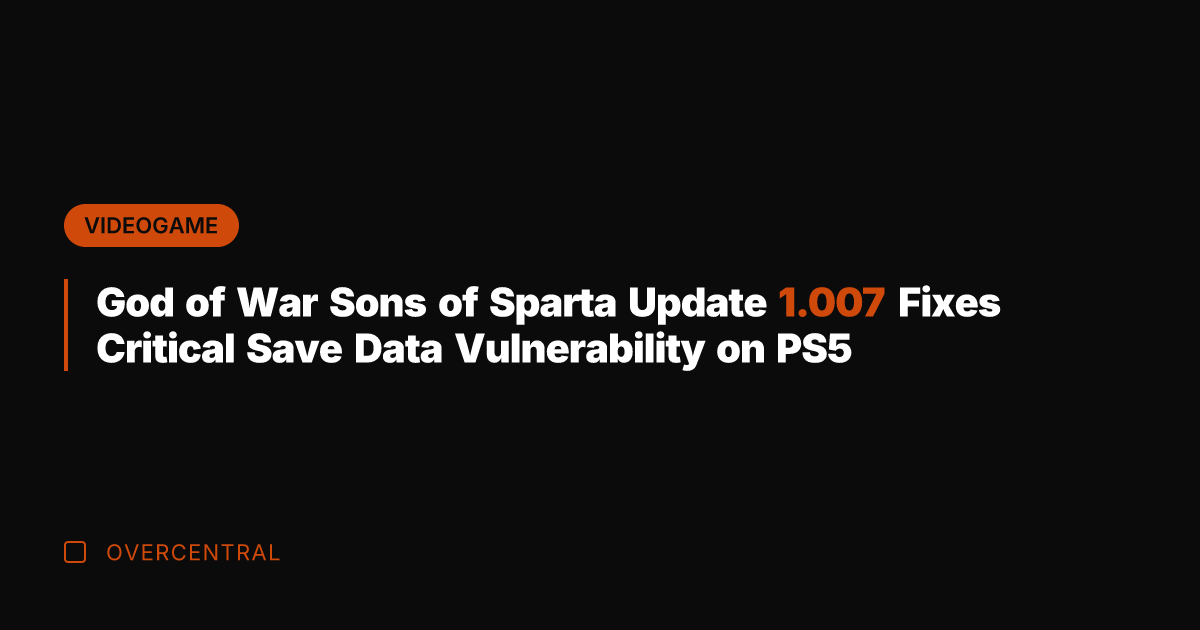 God of War Sons of Sparta Update 1.007 Fixes Critical Save Data