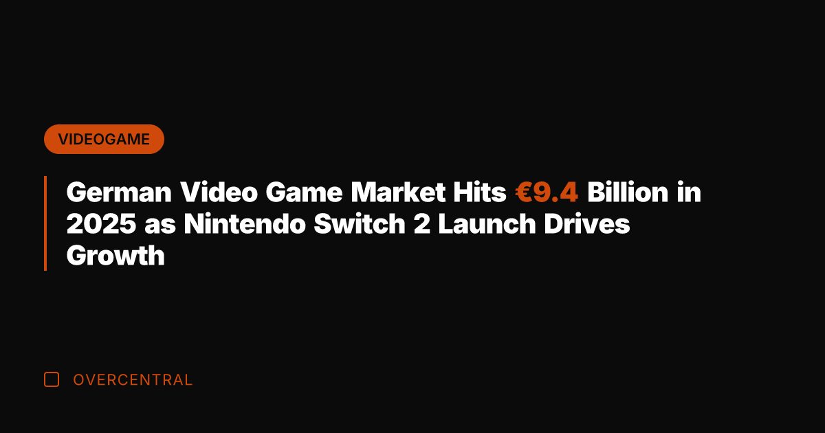 German Video Game Market Hits €9.4 Billion in 2025 as Nintendo Switch