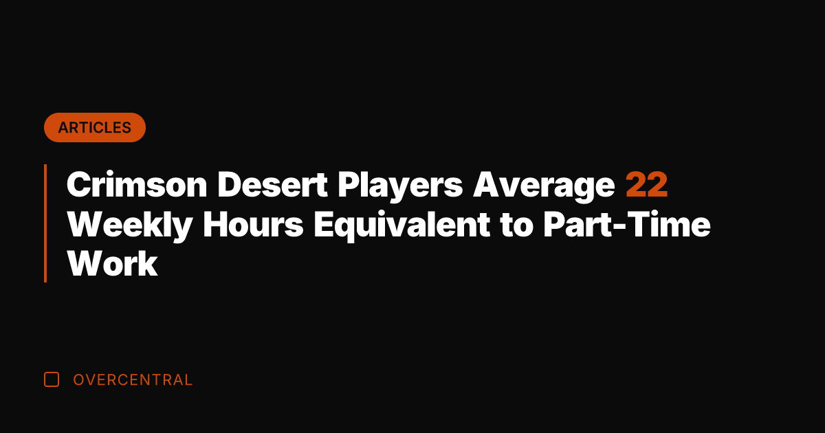 Crimson Desert Players Average 22 Weekly Hours Equivalent to Part-Time Work