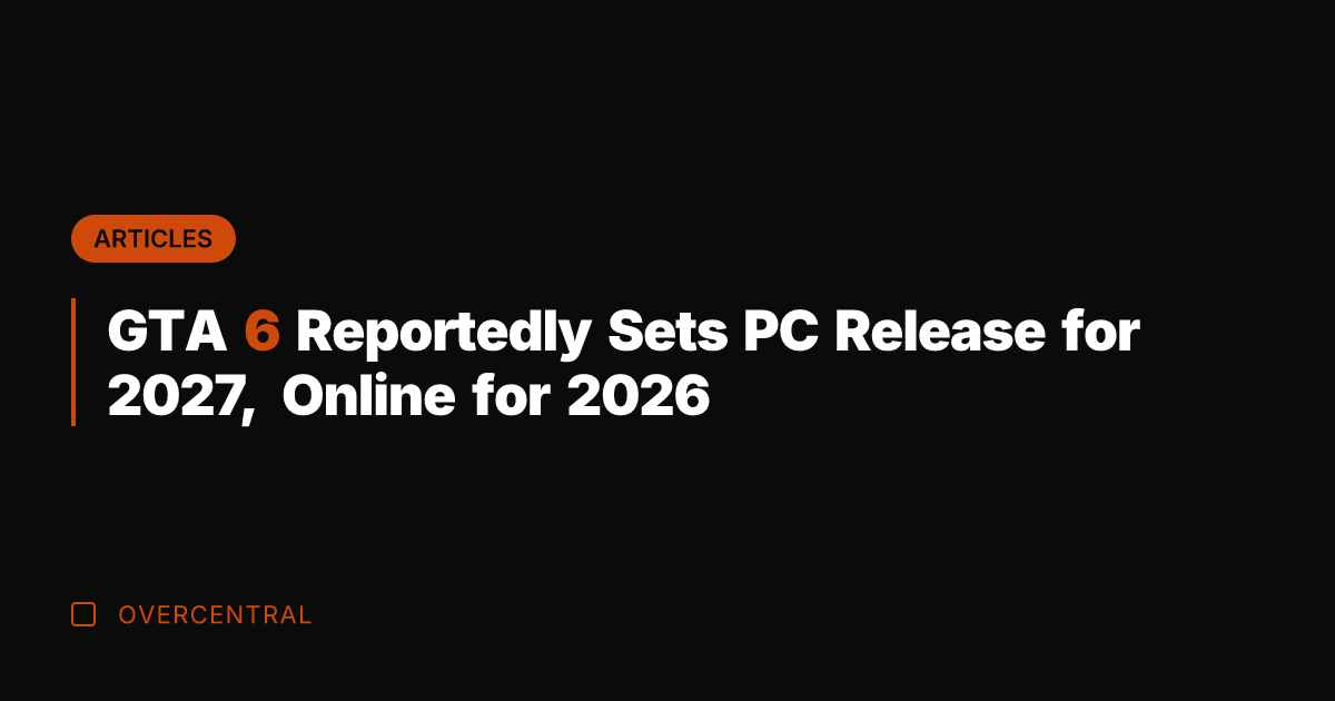 GTA 6 Reportedly Sets PC Release for 2027, Online for 2026