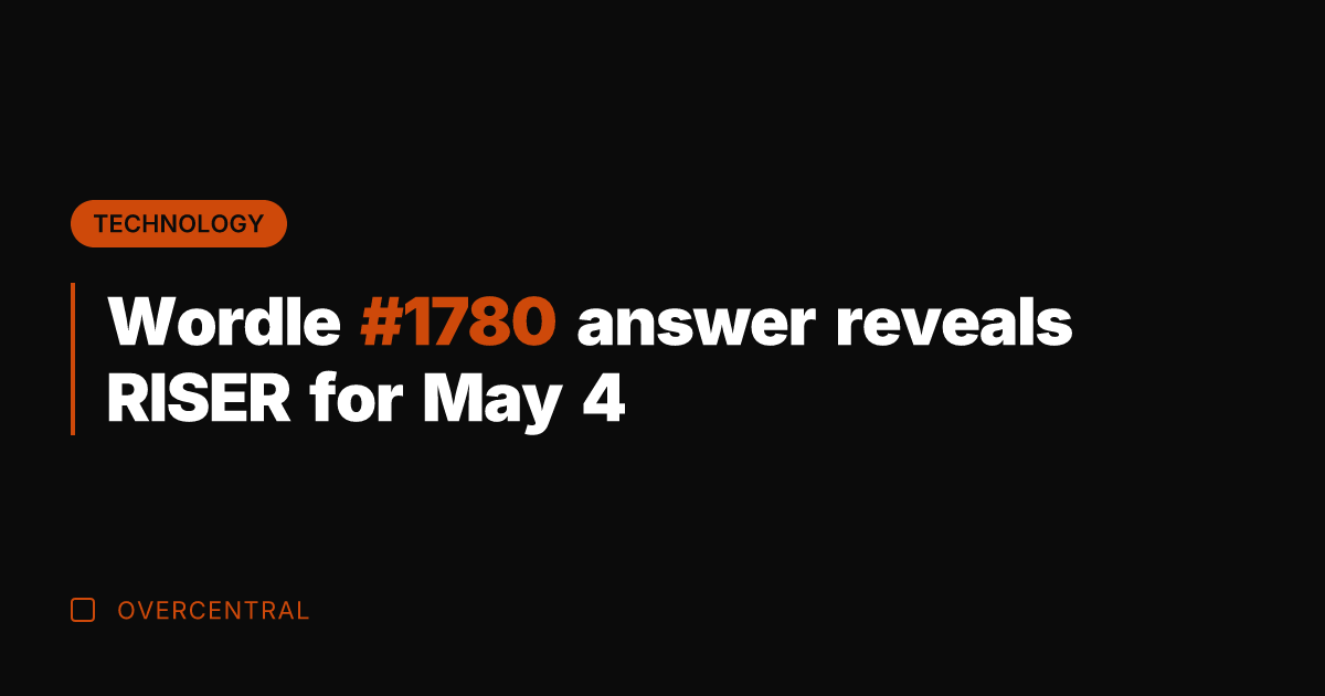 Wordle #1780 answer reveals RISER for May 4
