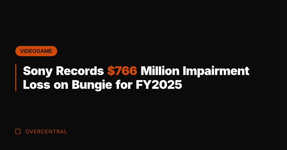 Sony Records 6 Million Impairment Loss on Bungie for FY2025