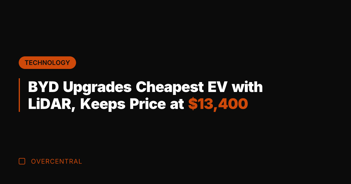 BYD Upgrades Cheapest EV with LiDAR, Keeps Price at ,400