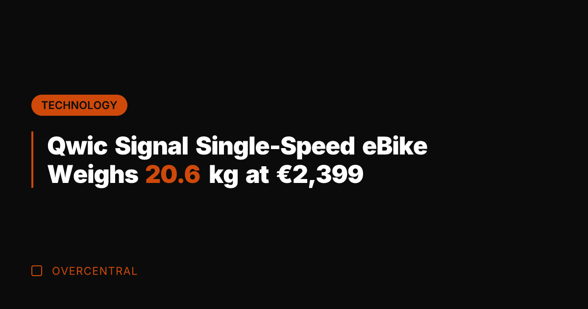 Qwic Signal Single-Speed eBike Weighs 20.6 kg at €2,399