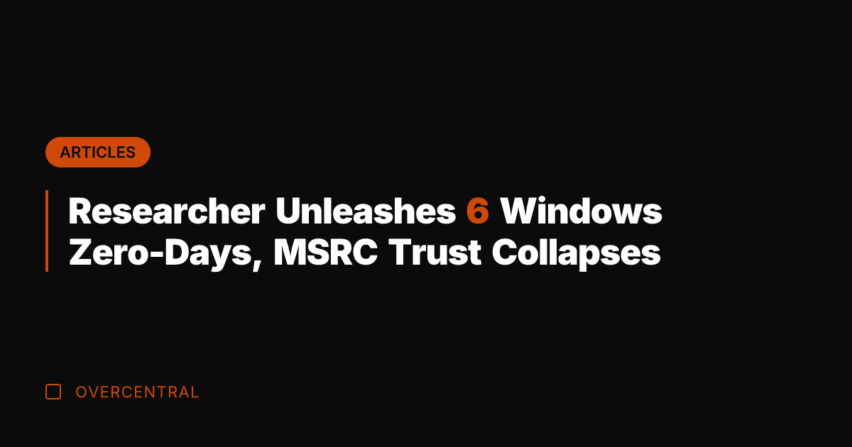 Researcher Unleashes 6 Windows Zero-Days, MSRC Trust Collapses
