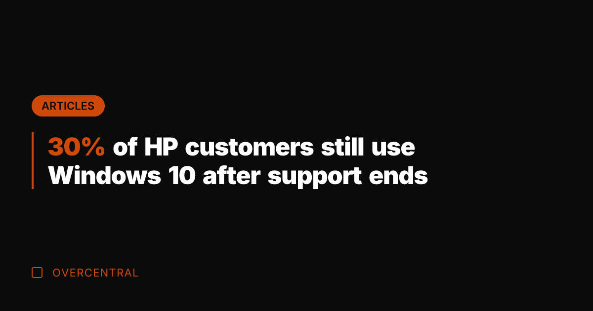 30% of HP customers still use Windows 10 after support ends