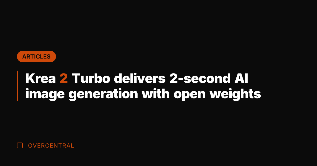 Krea 2 Turbo delivers 2-second AI image generation with open weights
