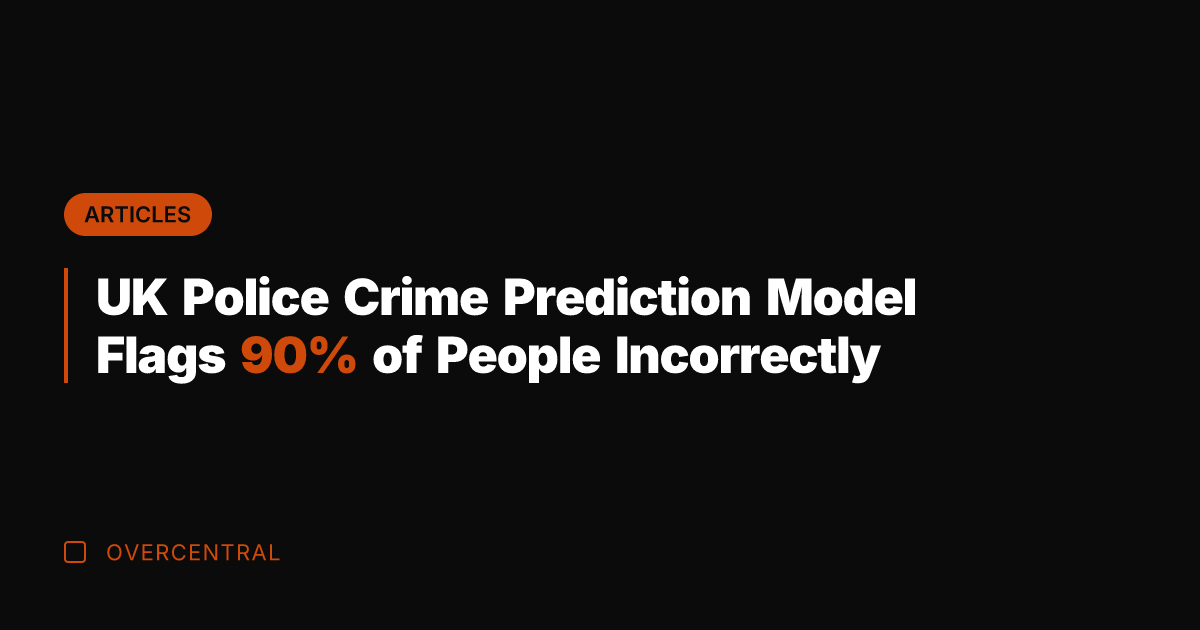UK Police Crime Prediction Model Flags 90% of People Incorrectly