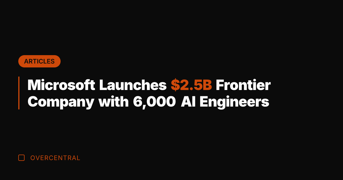 Microsoft Launches .5B Frontier Company with 6,000 AI Engineers
