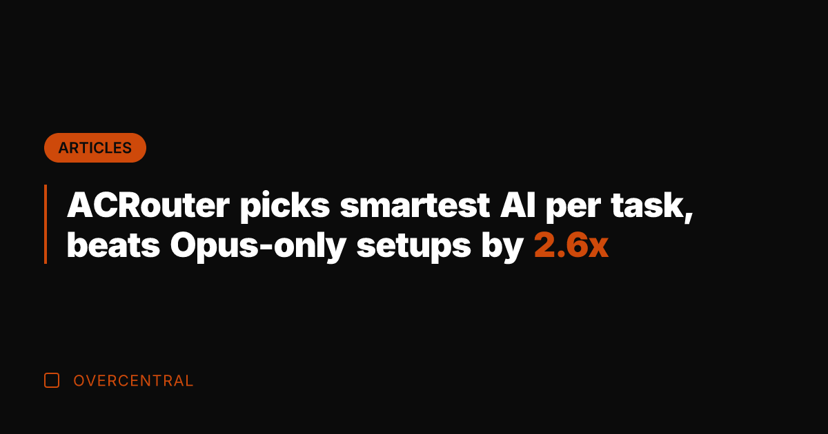 ACRouter picks smartest AI per task, beats Opus-only setups by 2.6x