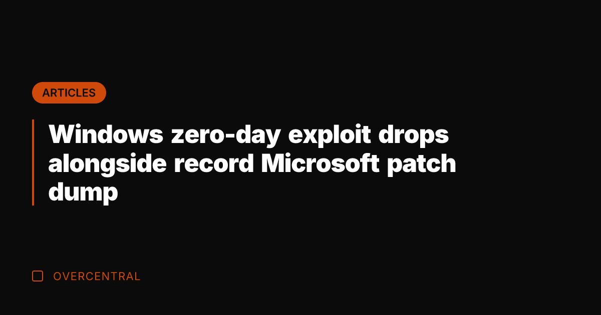 Windows zero-day exploit drops alongside record Microsoft patch dump