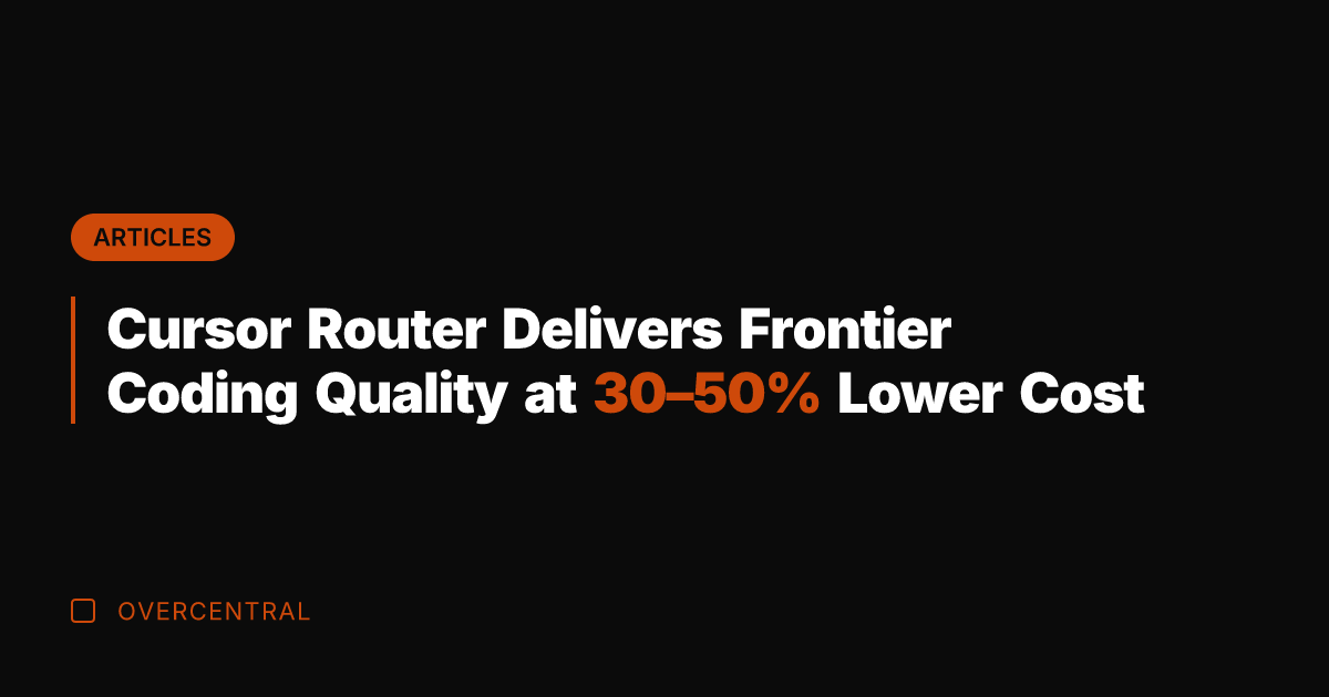 Cursor Router Delivers Frontier Coding Quality at 30–50% Lower Cost