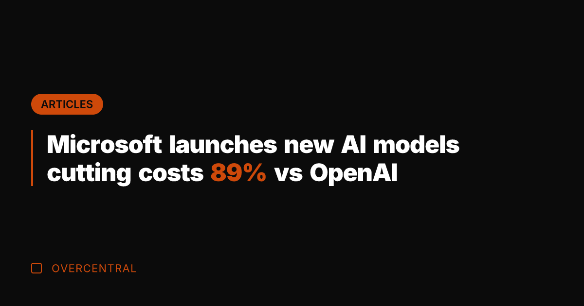 Microsoft launches new AI models cutting costs 89% vs OpenAI
