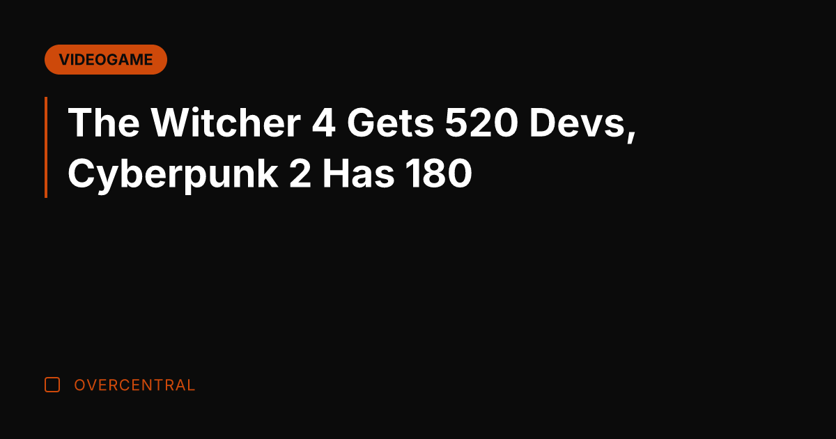 The Witcher 4 Gets 520 Devs, Cyberpunk 2 Has 180