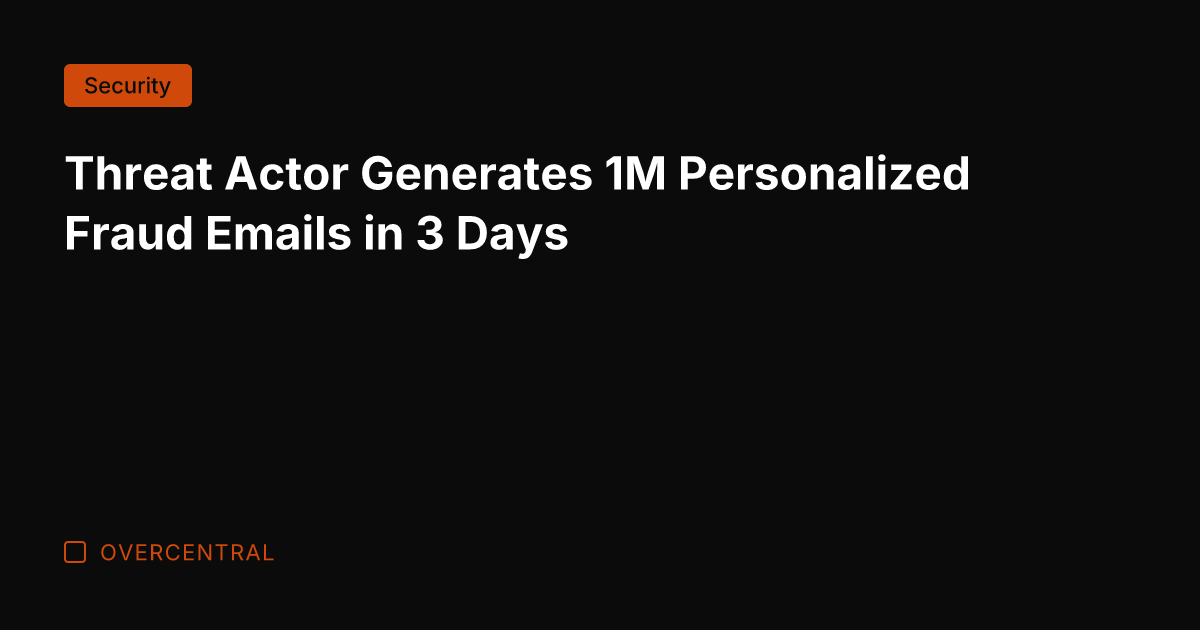 Threat Actor Generates 1M Personalized Fraud Emails in 3 Days