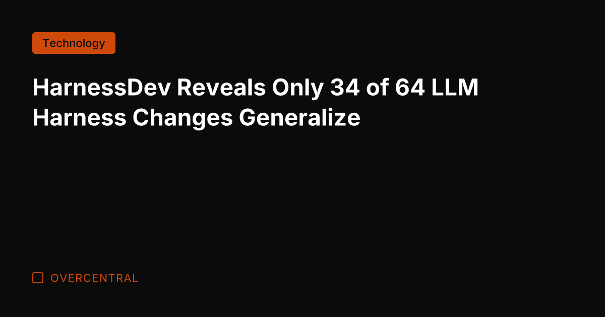 HarnessDev Reveals Only 34 of 64 LLM Harness Changes Generalize