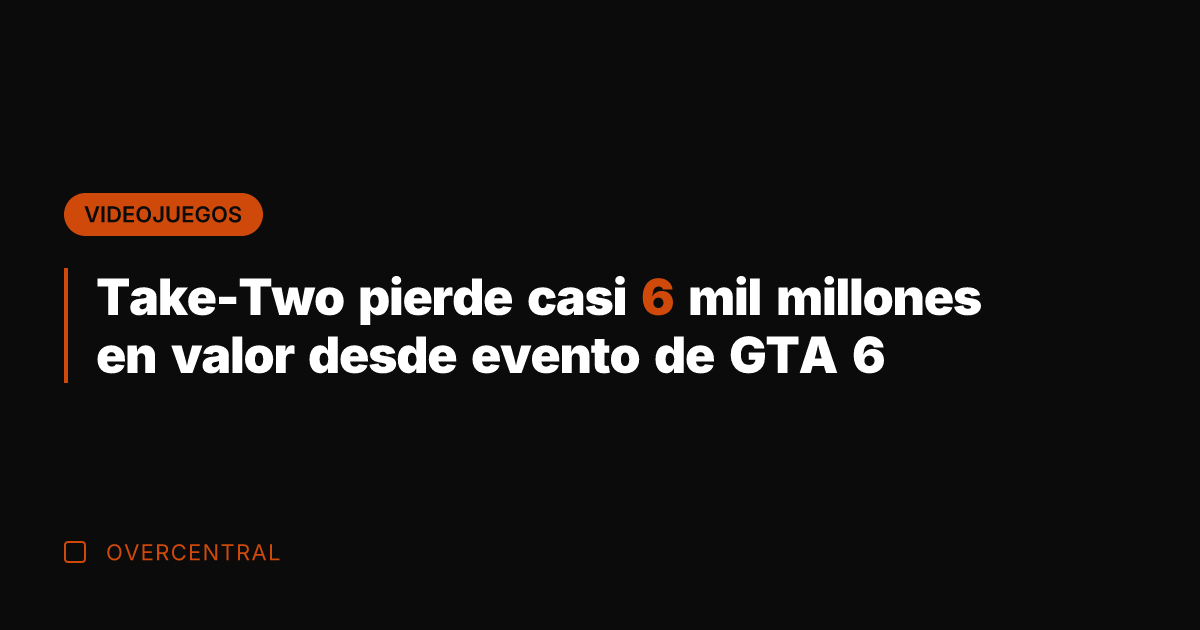 Take-Two pierde casi 6 mil millones en valor desde evento de GTA