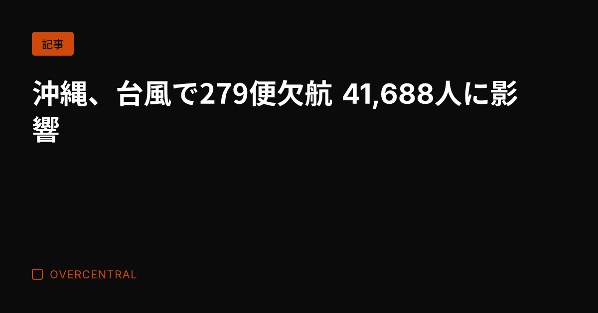 沖縄、台風で279便欠航