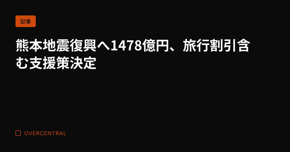 熊本地震復興へ1478億