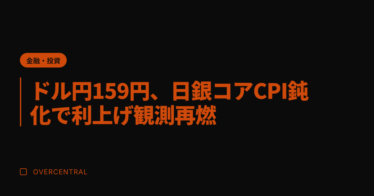 ドル円159円、日銀コア