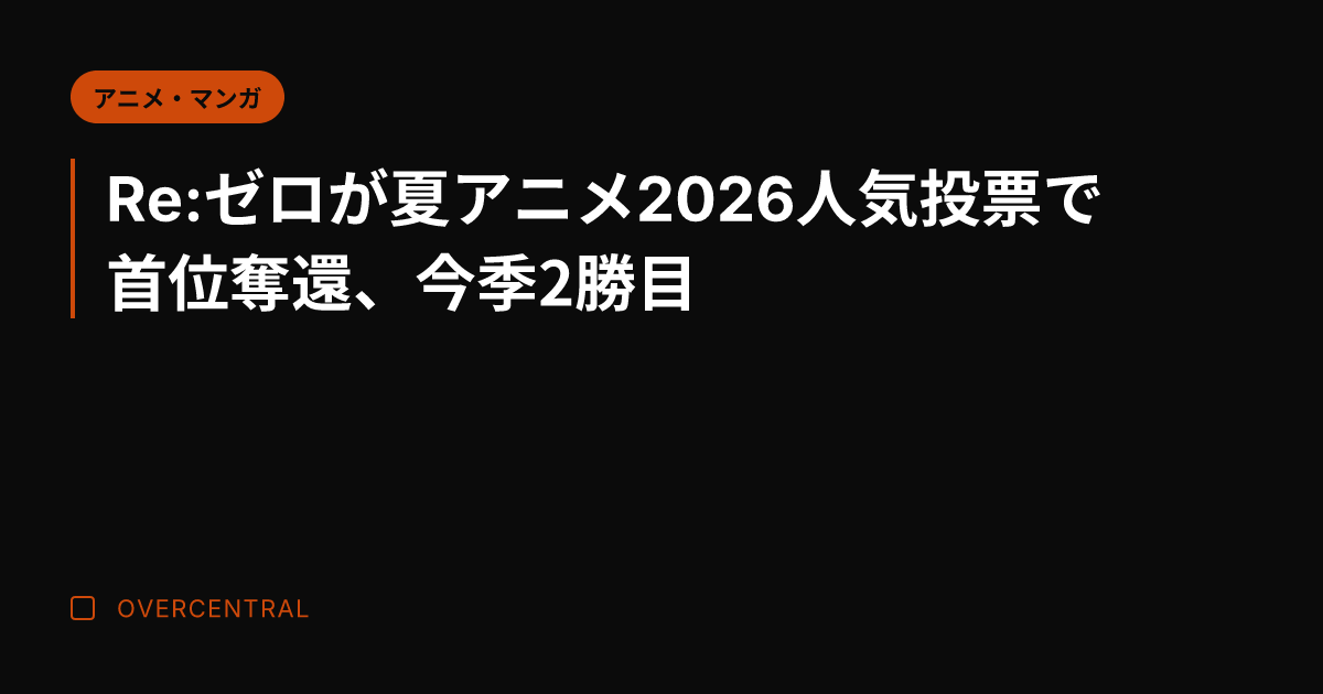 Re:ゼロが夏アニメ20