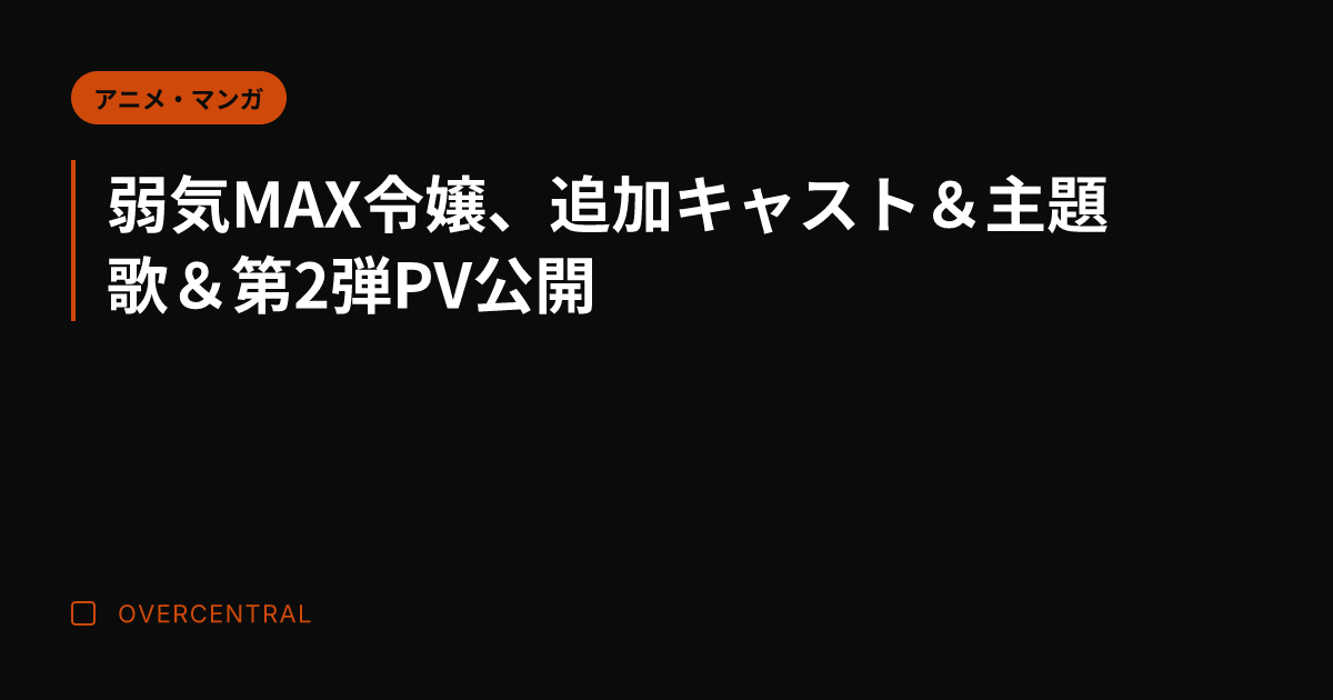 弱気MAX令嬢、追加キャ
