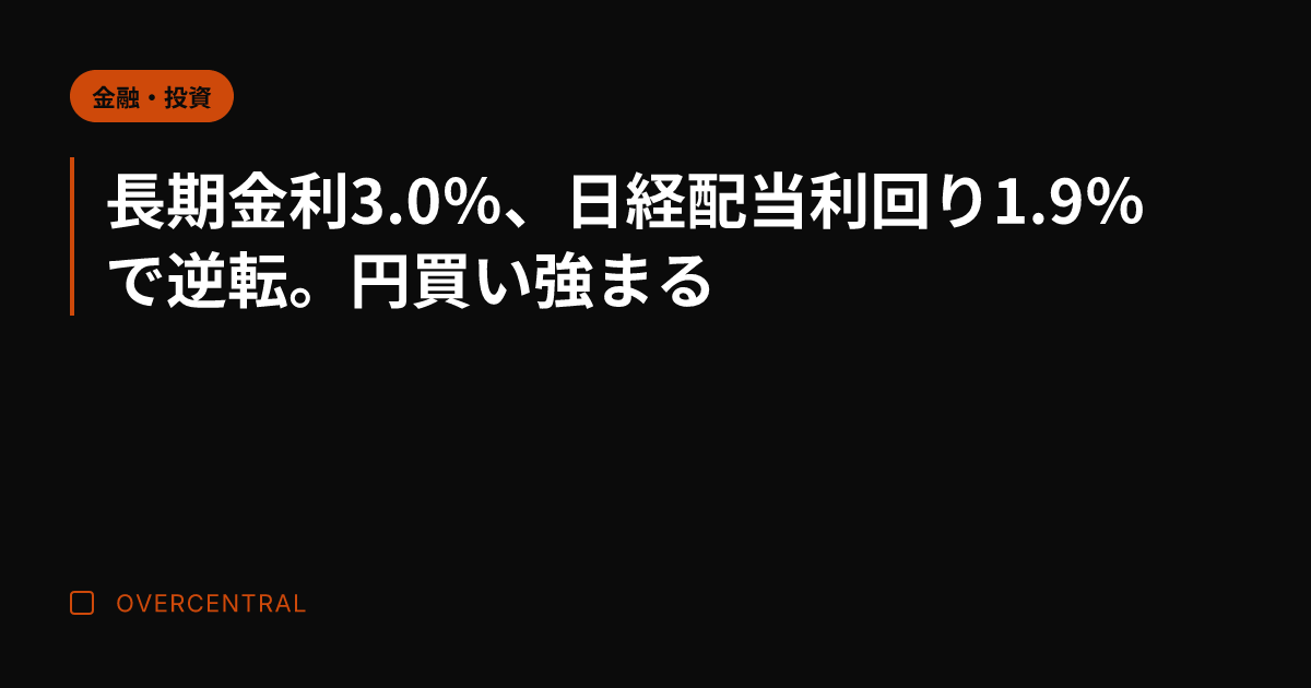長期金利3.0％、日経配