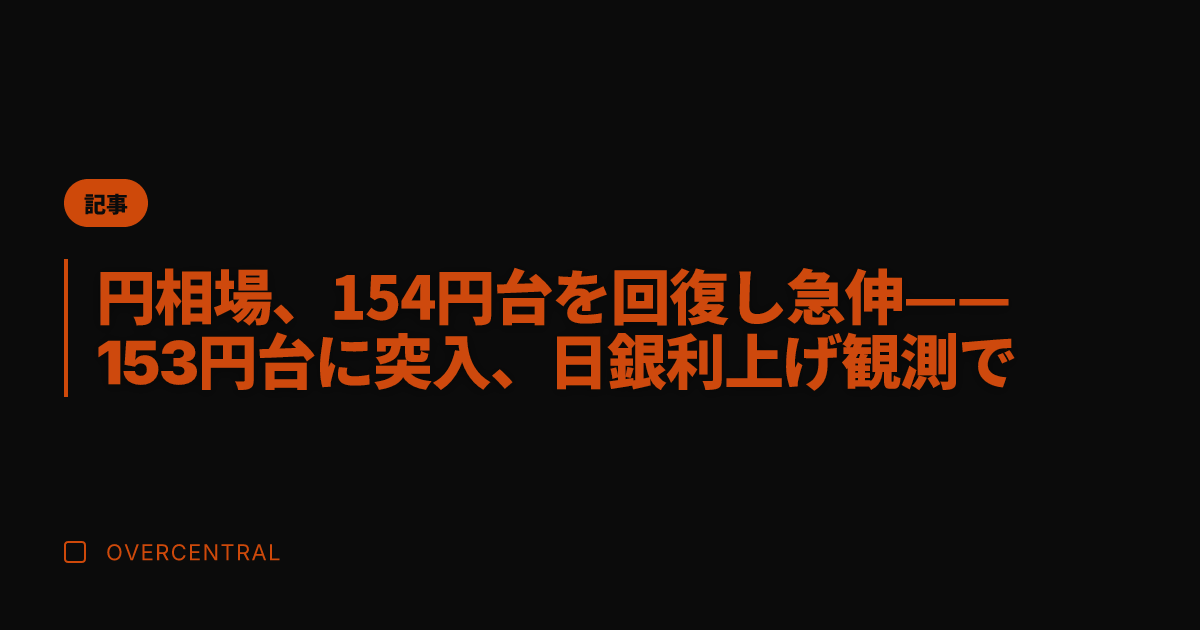 円相場、154円台を回復