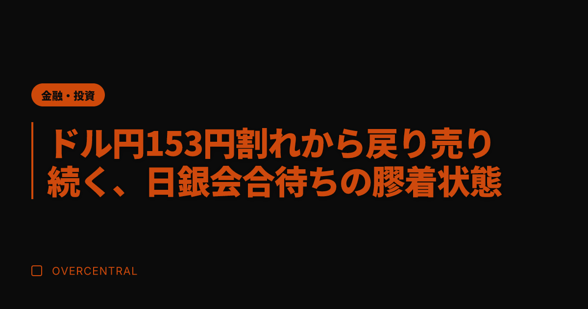 ドル円153円割れから戻