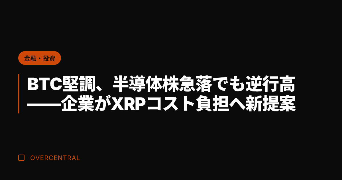 BTC堅調、半導体株急落